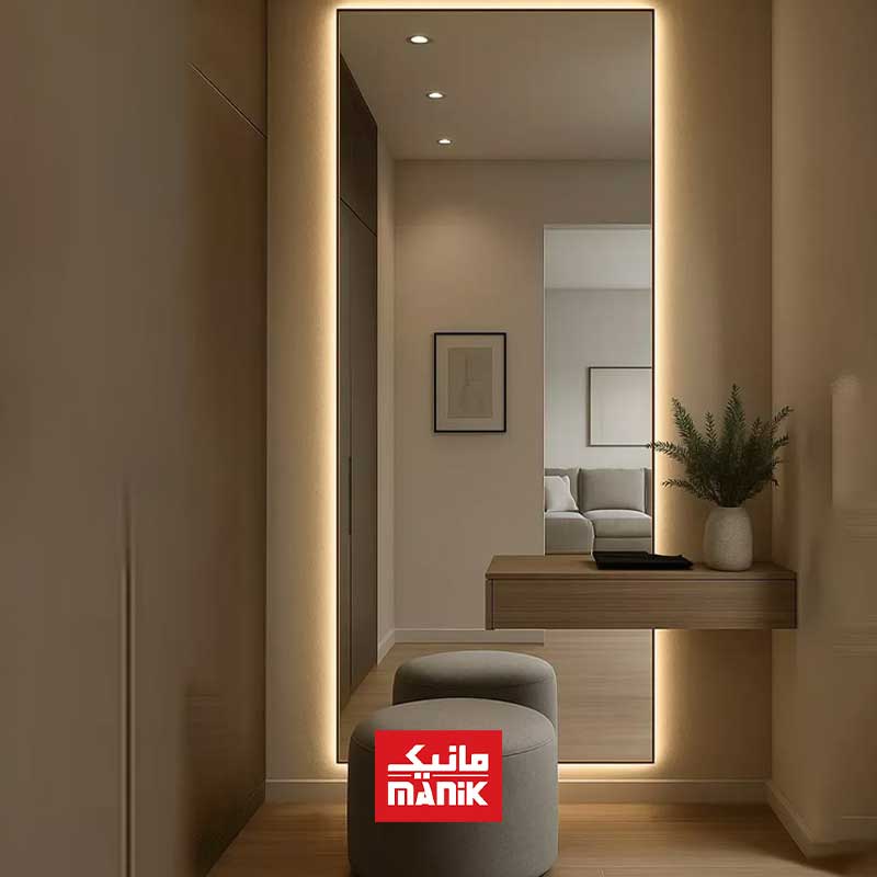 آینه قدی دکوارتیو مستطیلی نوردار 01