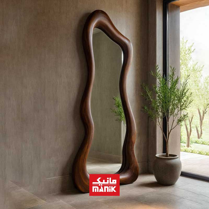 آینه قدی دفرمه چوبی دست ساز