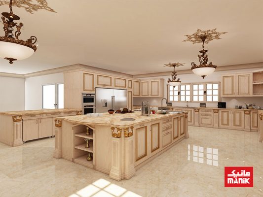 کابینت رومی سفید طلایی