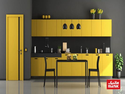 کابینت زرد آشپزخانه